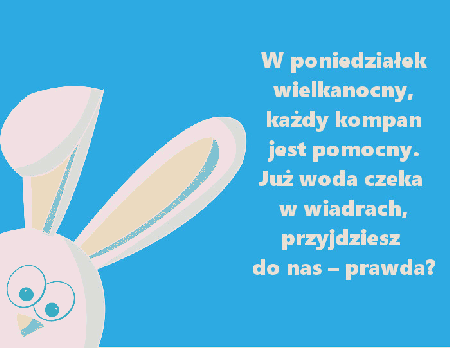 Zajączek z życzeniami na Poniedziałek Wielkanocny